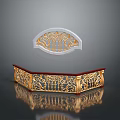 Intricate Gold And Red Carved Decorative Railing With Reflection And Silver Screen 3d model