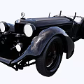 Classic Black Mercedes-Benz Convertible With Retro Design Round Headlights And Streamlined Body