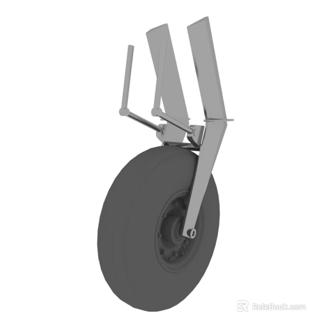 Detailed View of Airliner Landing Gear with Mechanical Structure and Tire Components 3d model 
