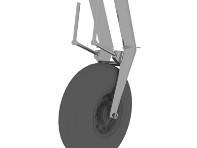 Detailed View of Airliner Landing Gear with Mechanical Structure and Tire Components 3d model