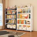 Black and White Multilayer Bookcase With Books Decorative Items And Storage Bins