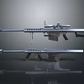 Modern Sniper Rifles With Scope Bipod And Reflective Metal Design