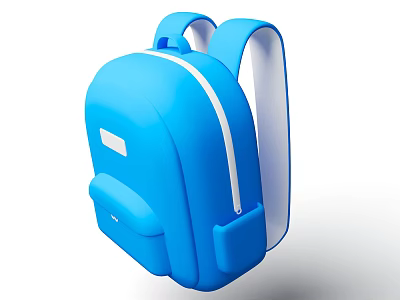 Blue Lightweight Backpack With Adjustable Straps Sleek Design And Front Pocket 3d model