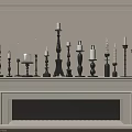 Black Candle Holders With White Candles On Decorative Fireplace Mantel Various Styles
