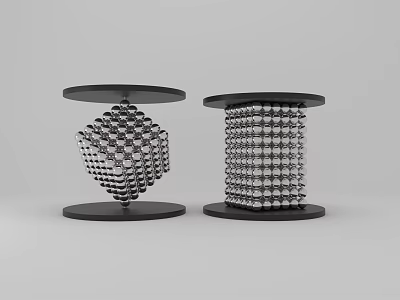Modern Side Tables With Cube And Spiral Metal Sphere Structures For Modern Home Decor 3d model