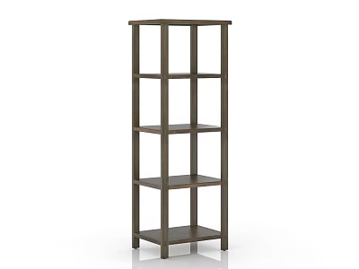 Tall Modern Wooden Bookshelf With Multiple Open Shelves And Storage Space 3d model