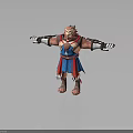 Lion Headed Humanoid Character 3D Model With Blue Red Outfit Armor And Arms Outstretched