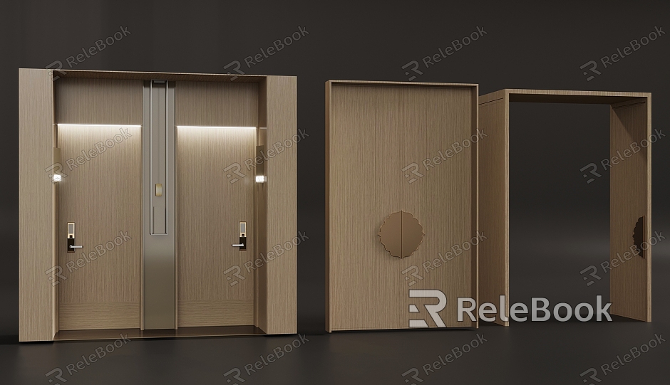 Hotel guest room door single door single door door cover pass model