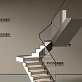 Sleek Designer Staircase With Modern Glass Railing And Light Colored Steps