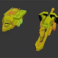 Two Detailed Green Military Weapon Models With Wheels And Cannon Barrels