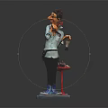 Cartoon Character Sculpture In Standing Pose With Detailed Clothing And Base Platform
