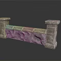Rustic Stone Railing With Two Pillars Stone Texture And Gray Background Reflection 3d model