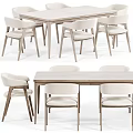 Modern Wooden Dining Table And Comfortable Upholstered Chairs Set For Home
