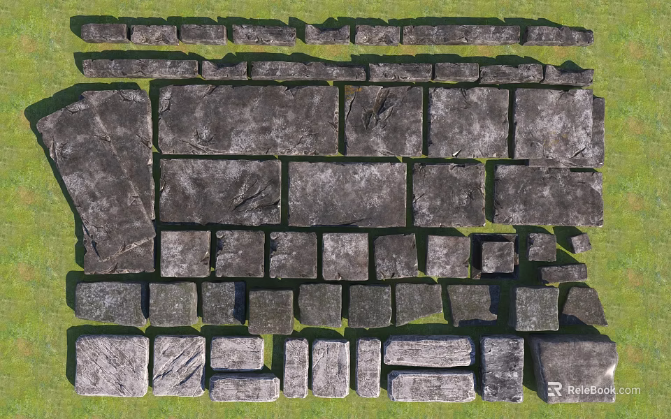 Road Facilities Construction Materials Including Various Stone Slabs And Paving Stones 3d model 