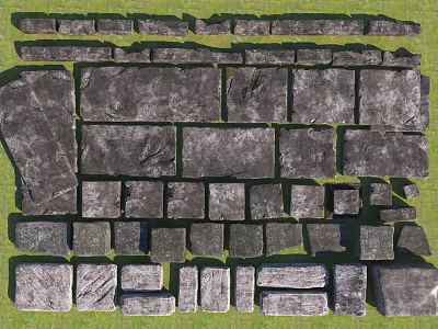 Road Facilities Construction Materials Including Various Stone Slabs And Paving Stones 3d model