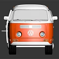 Red and White Vintage Van With Open Roof And Reflective Surface Design