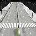Road Infrastructure Featuring Asphalt Lanes Zebra Crossing Street Lamps And Sidewalks
