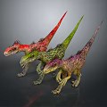 Colorful Spiked Dinosaur Figures Standing On Dark Background With Detailed Features