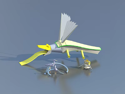 Colorful Bird Shaped Playground Equipment With Yellow Slide Green Edges And Blue Circular Structures 3d model