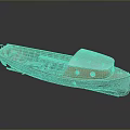 Vintage Wooden Boat Model With Brown Hull Light Green Roof And Dark Background Reflection