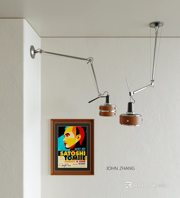 Stylish Wall Lamp With Adjustable Metal Arm And Brown Shade For Modern Interior 3d model 