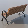 Wooden Slat Garden Landscape Bench With Curved Design And Metal Frame