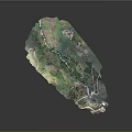 Detailed 3D Terrain Model With Green Vegetation River And Road Networks