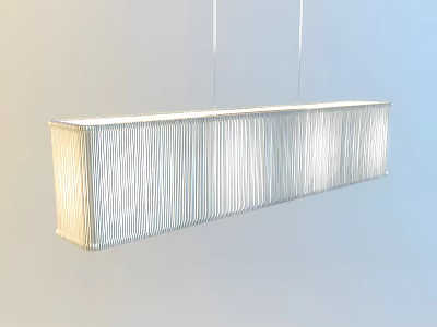 Modern White Long Rectangular Chandelier With Vertical Stripes Hanging Design 3d model
