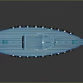 Blue Tugboat With Multiple Black Tire Bumpers Deck Cabin And Mast
