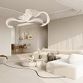 Modern Living and Dining Room Interior With Beige Sofa TV And Dining Table Chairs