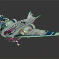 Detailed Sci Fi Aircraft Model Featuring Silver Body Blue Stripes And Twin Engines