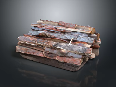 Arbor Wood Stacked Firewood Logs For Fireplace With Natural Brown Gray Red Tones 3d model