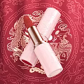 Pink Lipstick With Chinese Dragon Phoenix Pattern On Red Embossed Background