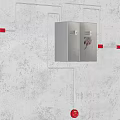 Stainless Steel Industrial Control Cabinet With Electrical Components And Red Piping