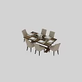 Elegant Wooden Dining Table And Upholstered Chairs With Green Plants And Wine Glasses
