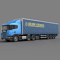 Blue GLOB TRANS Cargo Truck With Logo For Global Transportation And Logistics