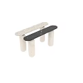 Modern Console Table With Terrazzo Countertop And White Ribbed Cylindrical Legs