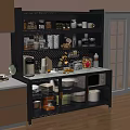 Modern Kitchen Sideboard With Transparent Glass Doors And Ample Storage Space For Kitchen Supplies