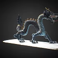 Detailed Bronze Dragon Statue With Scales Claws And White Base
