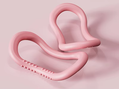 Two Pink Connected Yoga Rings With Textured Surface For Fitness Exercise 3d model
