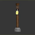 Wooden Street Lamp Furniture With Hanging Yellow Lantern And Concrete Base