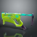 Futuristic Neon Green Turquoise Weapon With Decorative Sci Fi Design Elements