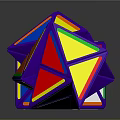 Two Colorful Rubik's Cubes With Different States Multicolored Faces And Geometric Patterns