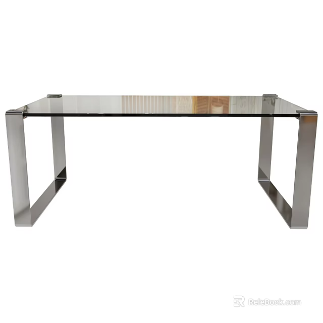 Modern Coffee Table with Glass Top and Sturdy Metal Frame Design 3d model 