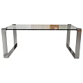 Modern Coffee Table with Glass Top and Sturdy Metal Frame Design