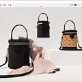 Three Stylish Handbags Featuring Black Leather And Patterned Designs With Handles And Straps