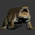 Realistic Crocodile 3D Model With Detailed Skin Texture Open Mouth Sharp Teeth Dark Background Reflection 3d model
