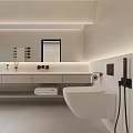 Modern Minimalist Bathroom Interior With Freestanding Tub Vanity And Blinds
