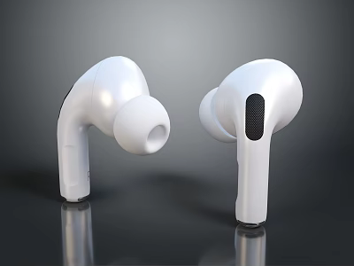 White Wireless Earbuds In Ear Design With High Definition Sound And Built In Microphone 3d model