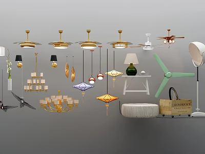 Various Stylish Chandeliers With Different Designs For Home Interior Lighting 3d model